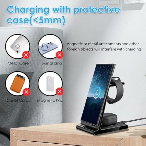 Wireless charging station for a desk