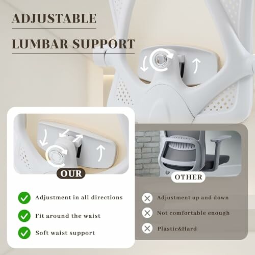 Comparison of chair lumbar support features with adjustable options.