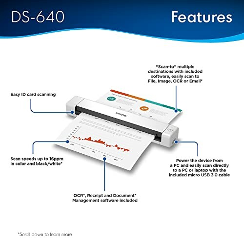 Brother DS-640 scanner features overview.