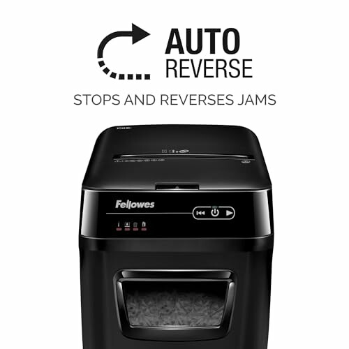 Fellowes paper shredder with auto reverse feature