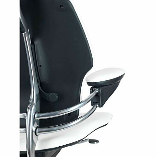 Close-up of a modern office chair armrest with sleek design.