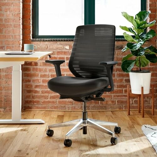 Modern black office chair in a stylish workspace