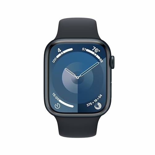 Smartwatch with black band and circular display