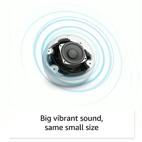 Compact speaker emitting vibrant sound waves.